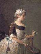 Jean Baptiste Simeon Chardin Girl holding a badminton china oil painting reproduction